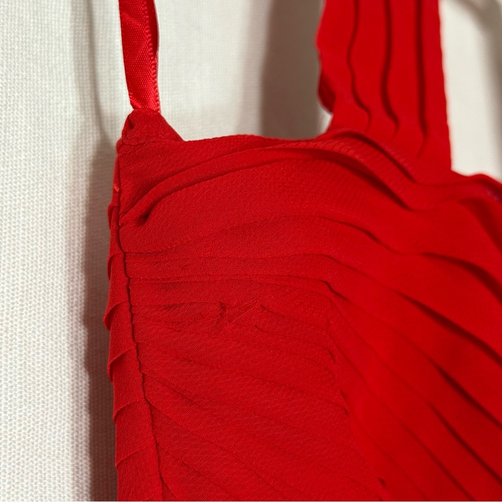 BCBGMAXAZRIA Selene Rouge Red Chiffon‎ Halter Maxi Dress Size 4 - Picture 5 of 9